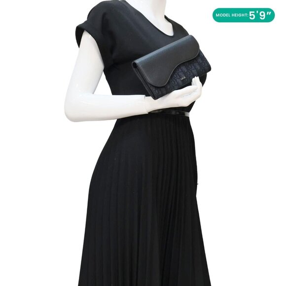 Christian Dior  Saddle Oblique Jacquard Leather Wallet Black - Picture 2 of 10